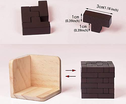 AHYUAN Wooden Brain Teaser Puzzles Cube Stocking Stuffers Wooden Puzzles T-Shaped Jigsaw Logic Puzzle Educational Games Toy for Kids and Adults (Coffee) - Image 6