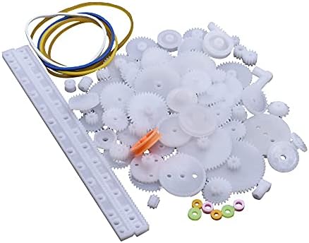 Artshu 75pcs Mixed Plastic Gearbox Rack Pulley Belt Worm Gear Single & Double-Gear 8-56 Teeth DIY Tool for Robot Repair & Toy Car DIY Kit by ARTSHU