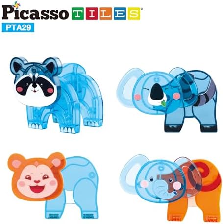 PicassoTiles Magnet Tile Animal Friends Action Figure Playset Mix or Match Figurine Wildlife Character Toy STEM Learning Construction Building Magnetic Tiles Educational Pretend Play Kit Ages 3+ PTA29 - Image 5