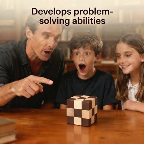 MAGIKON Brain Teaser Cube Puzzle Toy, Square Snake Cube Wooden - Image 2