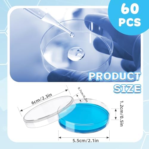 60 Pack 60 x 15 mm Plastic Petri Dishes with Lids - Image 2
