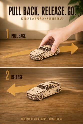 EWA Eco-Wood-Art Pocket Supercar 3D Wooden Puzzle, 89 Pieces, Ages 14+, 4.76 x 2.28 Inches, Wood Construction Model Kit - Image 6