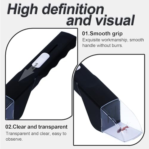 2Pcs Small Animals Catcher Quick Release Humane Catching Tool Clear Contactless Observer Kids Adults Nature Exploration Container to Capture Butterflies, Bees, Spiders, etc (Black+White) - Image 2