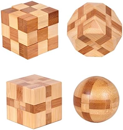 4 Pack Wooden Puzzle Brain Teasers Toy for Kids 3D Puzzles for Teens by Rileryan