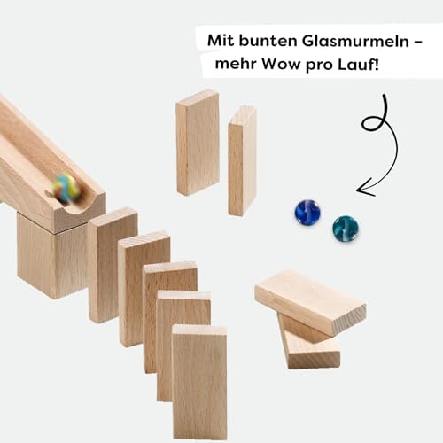 HABA Wooden Marble Run Ball Track Building Set for 4-10 Year Olds, STEM Toy with 49-Piece Wooden Track and Marbles, Montessori Toys for 4 Year Olds - Image 6