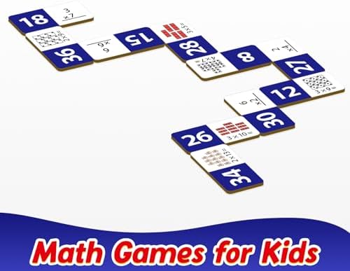 Kasfalci Multiplication Dominoes Set,Math Manipulatives Games for Kids,Counting Toy,Learning Games,Preschool Learning Activities,Homeschool Supplies,Kindergarten Classroom Must Haves,1st 2nd 3rd Grade - Image 3