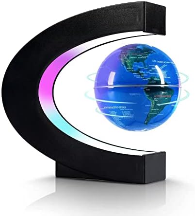 Flagest Magnetic Levitation Floating Globe, Levitating C Shape Globe with LED Lights for Education Home Office Desk Bookshelf Decor, Holiday Anniversary Creative Gift(3.3 Inches) by Flagest