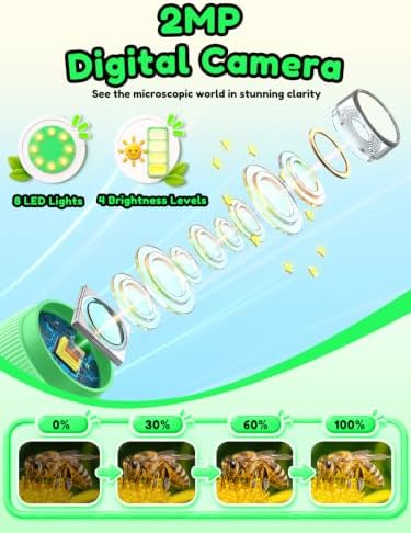 Acoath Microscope for Kids, 1000X Handheld Digital Miniscope with 2.0" Screen, Portable Pocket Microscope Education Toys Birthday Gifts for Age 3 4 5 6 7 8 9 10 Girls Boys-Green - Image 5