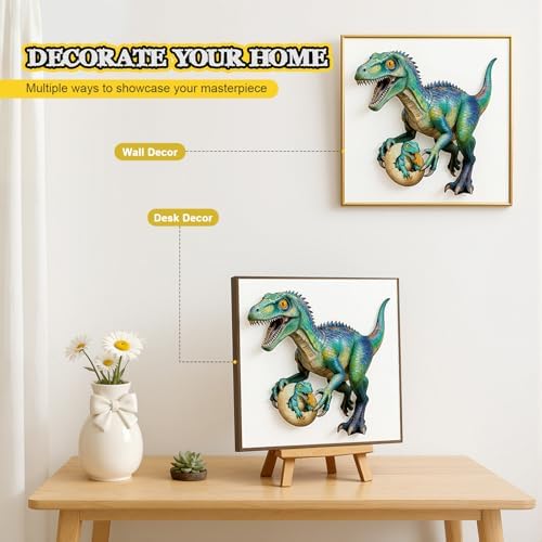 500 Piece Wooden Puzzle for Adults, Dinosaur Jigsaw Puzzle for Adults, Unique Animal Shaped Wooden Puzzles, Challenging Raptor Dino Puzzles, Creative Gift for Friends Family Game Wall Decor 17*16.6in - Image 3