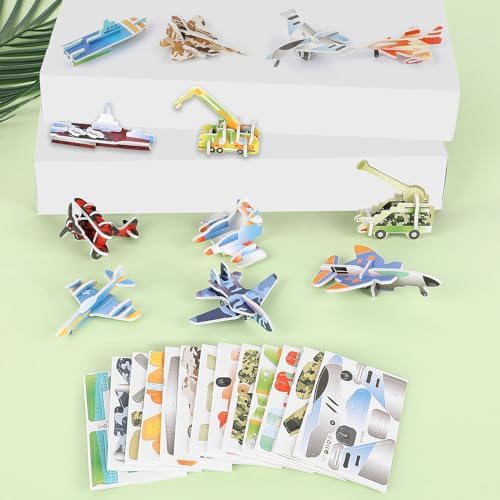 CCINEE 25 Pcs Educational 3D Cartoon Puzzles for Kids,3D Aircraft Learning Educational Paper Puzzle Game for DIY Crafts Gifts by CCINEE