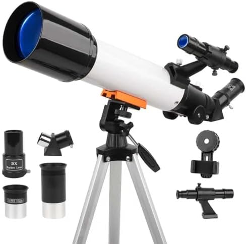 Telescope, 70mm Aperture Portable Refractor Telescopes for Astronomy Beginners, 500mm Professional Travel Telescope with Carry Bag, White by NEYLANG