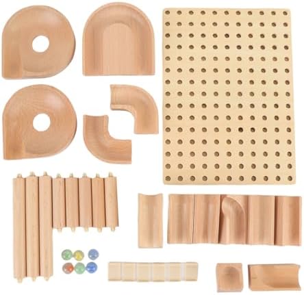 Jiawu Wooden Marble Model Building Kit, Educational Beech Wood Construction Stable Track Design, Mechanical Marble Assembly Model Kit with Assembly Track Blocks Beads for Kids and Adults - Image 6
