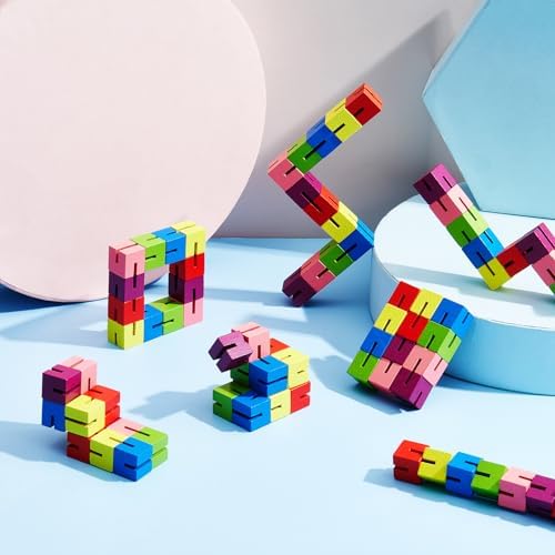 Sumind 12 Pcs Wooden Twist Block Puzzle, Fidget Toy for Teens Adults - Image 5