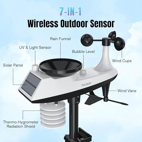 Raddy VP7 Wi-Fi Weather Station, 15-in-1 Wireless Color Display - Image 4
