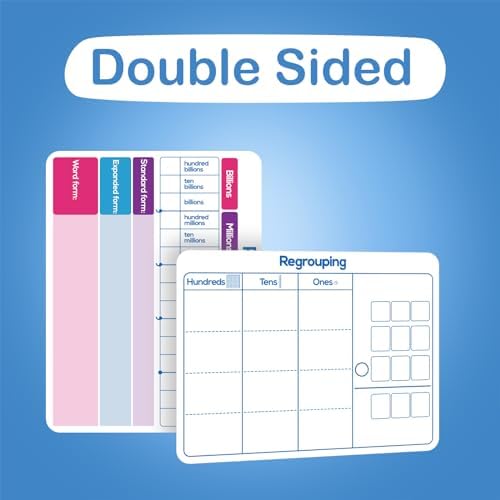 Aizweb 12 Pack Place Value Dry Erase Board Card,12" x 9"Regrouping Base Ten Small Whiteboard Math Manipulatives Addition Subtraction Game for Student Classroom Must Have Homeschool Teacher Supplies - Image 4