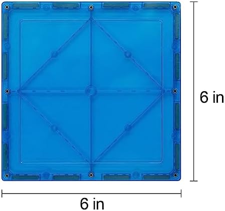 Large Magnetic Tiles Set - 6 Piece Square STEM Learning & Educational Building Kit for Kids - Perfect Construction Toy Gift - Image 4