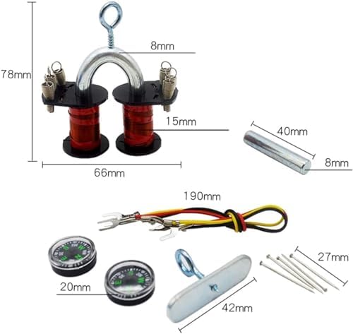 Adjustable Turns Electromagnet Experiment Kit, U-Shaped & Cylindrical Core Electromagnetic Tester, Physics Lab Instrument for Exploring Magnetism Influence Factors - Image 3