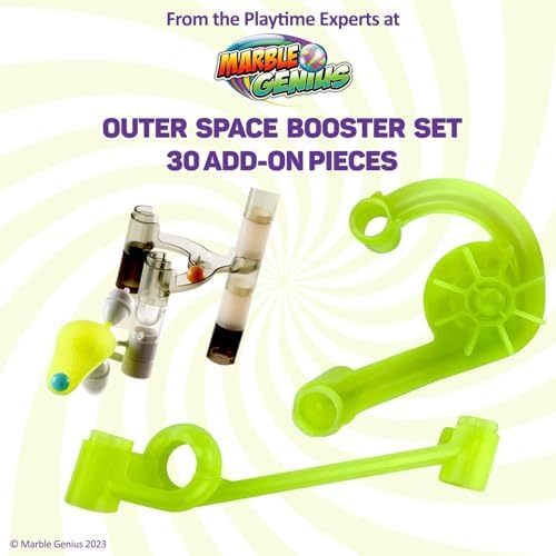 Marble Genius Marble Run Booster Set - 30 Pieces Total (10 Action Pieces Included), Construction Building Blocks Toys for Ages 3 and Above, with Instruction App Access, Add-On Set, Space - Image 2