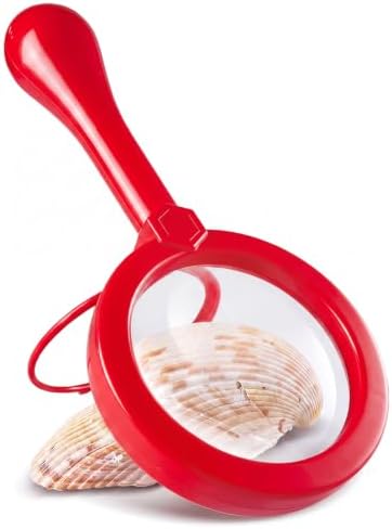 Lewtemi Kids Science Learning Toys Kids Magnifying Glass with Stand Grasp Jumbo Magnifiers 3X Magnification Exploration Preschool Learning Toys for Reading Book Map Insect (Red) by Lewtemi
