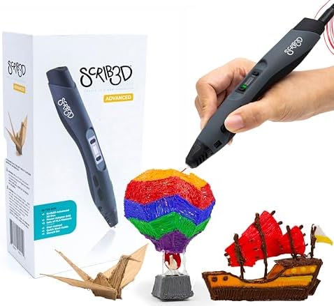 SCRIB3D Advanced 3D Printing Pen Bundle with 6 Spools of Tri-Color PLA Filament – Includes 3D Pen, 3 Starter Filaments, Stencil Book, and 200 feet of Vibrant PLA Filament for Creativity in 3D - Image 2