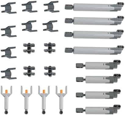 24-in-1 Pneumatic Technical Parts Linear Actuator & Hydraulic Pump Kit with Push Rods & Connectors for MOC Robot, Robot Car DIY Engineering Projects by RCmall