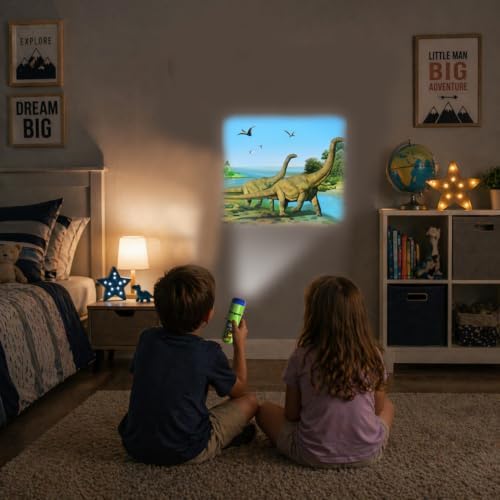 Georgie Porgy Children Projector Toys Educational Science Set Wall Ceiling Tent Torch Toddler Flashlight for Kids Gifts for Boys Girls (Dinosaur) - Image 2