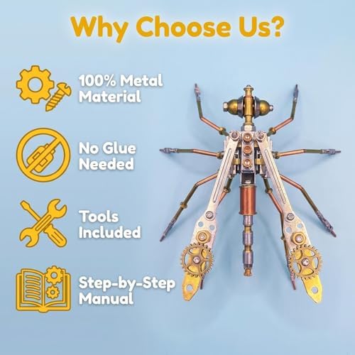 3D Metal Model Kits for Adult - Mechanical Mosquito-Building DIY Projects Insect Bug Hobby Kit Arts and Crafts Sets-Father's Day & Birthday Gift Ideas(Mechanical Mosquito Y) - Image 3