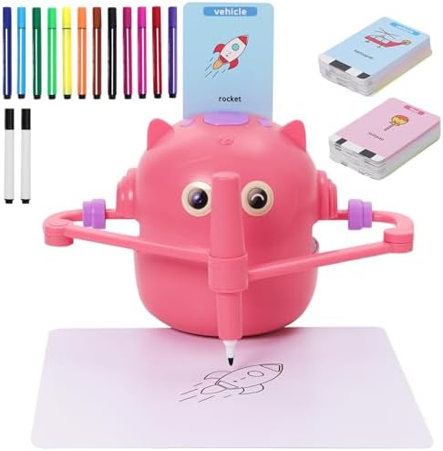 Interactive Educational Drawing Robot for Kids Montessori Painting Learning Toys for 3 4 5 6 7 8 Year Old Boys Girls Birthday Party（Pink） by Arkmiido