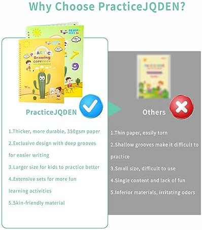 Handwriting Practice for Kids Ages 3-8, Reusable Magic Grooved Copybook - 4 Preschool Workbooks + 4 Pen Grips + 30 Refills + Pouch - Homeschool Kindergarten Learning Activities - Image 6