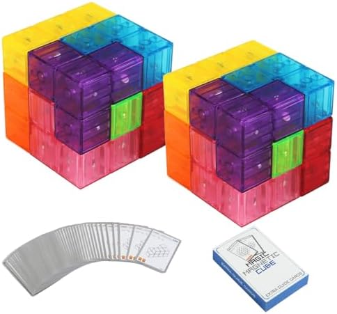 2-Pack Magnetic Cube Block Educational Puzzle Toy for Kids Stress Relief by Wtohobby