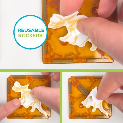 Tytan Tiles Dinosaurs 60-Piece Magnetic Tiles Building Set, Dino Safari Land Kids’ STEM Toy, Creative Play, Shape & Pattern Recognition, Fine Motor Skills, Includes Storage Bag, Ages 3 and Up - Image 5