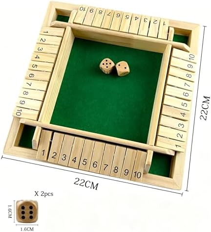 Wooden Shut The Box Game 4 Player Math Dice Board Games - Image 3