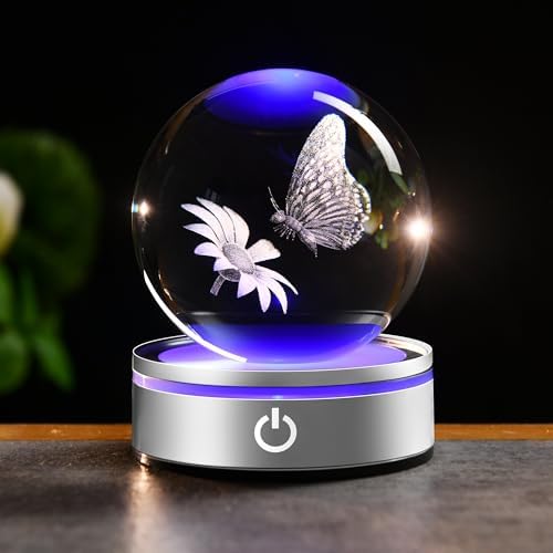 IFOLAINA 3D Butterfly Crystal Ball Decor Lamp Gifts Ideas for Mom Her by IFOLAINA