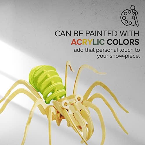 Hands Craft DIY 3D Wooden Puzzle – 6 Assorted Insects & Arachnids Bundle Pack Brain Teaser Puzzles Educational STEM Toy Adults and Kids to Build Safe and Non-Toxic Easy Punch Out Premium Wood JP2B9 - Image 6