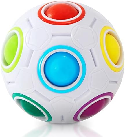 Vdealen Magic Rainbow Puzzle Ball, Fidget Ball Puzzle Brain Teaser Fidget Toy for Boys & Girls- Birthday Party Easter Valentines Christmas Stocking Stuffers for Kids Teen & Adults(White) by Vdealen