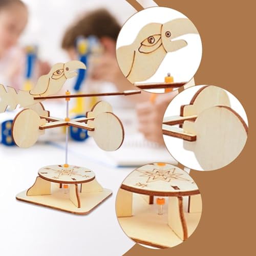 DuskHaven Weather Vane Model DIY Wind Vane Kit Wind Direction Indicator Educational Toy Science Experiment Assembly Wood Material Suitable for Kids Learning - Image 2