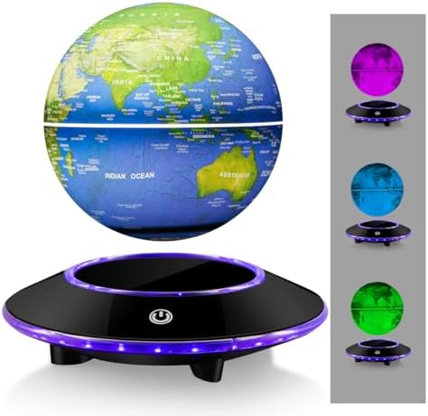 Levitating Globe, Magnetic Levitation Globe World Map Floating Ball Lamp Office Decor with LED light Base,Home Room and Office Desk Decor,Birthday Gifts by UKESULT