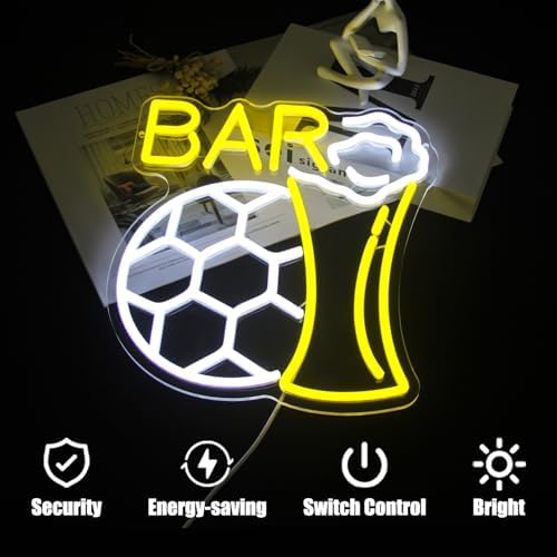 Soccer Beer LED Neon Sign for Man Cave Decor Bar Light Sports Fans Gifts - Image 3