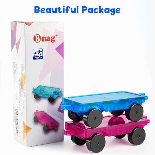 Bmag 2PCS Magnetic Car Set,Construction Vehicle Building Tiles,Magnet Toys Compatible with Magnetic Tiles,STEM Educational Toys for Boys and Girls - Image 5