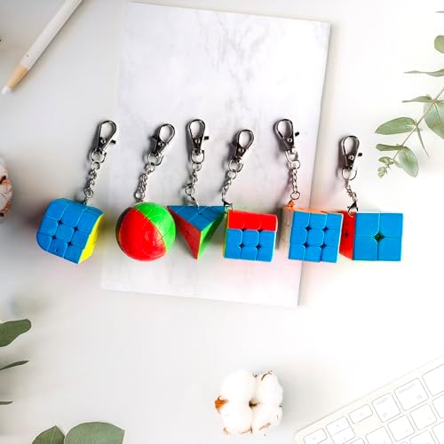 SUN-WAY Speed Cube Set of 2x2 3x3 Cylinder Trihedron Pyramid and Magic Ball Cubes Magic Cube Set Brain Teasers for Kids and Adults Stickerless Keychain Mini Cube Bundle with Gift Box (6 Pack) - Image 4