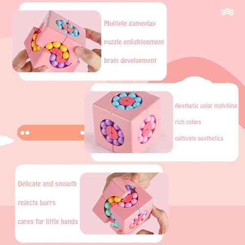 YUDANSI Magic Bean Cube Toy, Rotating Magic Bean Puzzle& Fidget Spinner 2-in-1, Rotating Magical Cube Fidgets Gift for Kids Boys Girls Age 3+, 5-7, 8-12, Brain Teaser Fingertip Toys for Teens Adults - Image 3