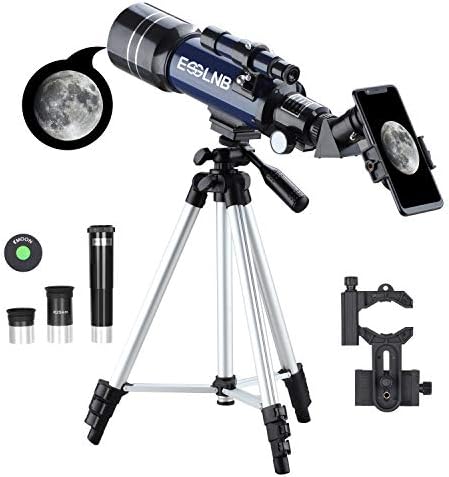 ESSLNB Telescope for Adults, 70mm Aperture Refractor Telescopes (15X-180X) for Astronomy Beginners, Portable Travel Telescope with Phone Adapter & Adjustable Tripod by ESSLNB