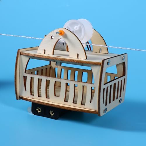 Motor Driven Cable Car Model Toy with Wooden Assembly Build and Visible Gear Transmission for Students Families and Home Learning Projects Cable Car Model Wooden Build Science Toy Motor Driven Gear - Image 4