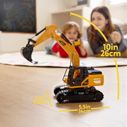 JOYIN Remote Control Excavator Toys for Boys, 2.4Ghz RC Play Excavator with Light, Construction Toys for Boys Birthday Gift 4-7 8-12 Year Old Kids - Image 2