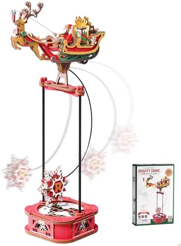 ROKR 3D Wooden Puzzle Santa on Sleigh Gravity Swing Series Wooden Model Kits DIY Dynamic Balance Christmas Decor,Mechanical Model Building Kit, for Teens and Adults by ROKR-InterestingSmartPuzzleToys