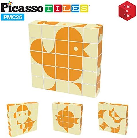 PicassoTiles 25 Piece Magnetic Puzzle Game Magic Cube Puzzles Brain Teaser Set Kids Toy Magnet Pattern Block Matching Toys with Free Ideabook 150+ Inspirations Included STEM Learning Early Education - Image 3