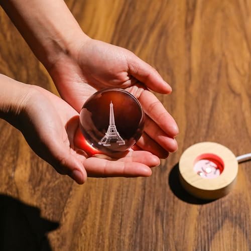 3D Paris Gifts for Women Crystals Ball - Eiffel Tower Figurines Decor Glass Figurine French Stuff for Room Birthday for Best Friend Lovers Keepsake Paperweight - Image 4