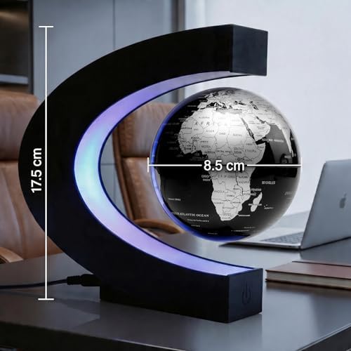 Magnetic Levitation Floating Rotating World Globe with LED Frame Lights, C Shape Levitating Globe, Touch Switch Night Light, Cool Tech Gifts for Men Dad Boys Kids, Office Desk Decor and STEM Gift - Image 6