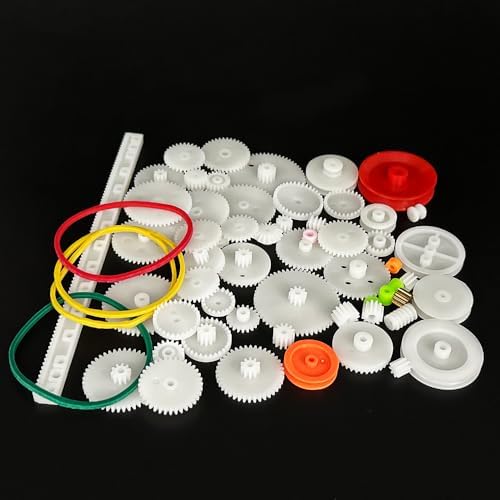 60PCS Small Gear Kit Plastic Gears Belt Pulley Single Gear Spindle Gear Small Motor Gears for DC Motor RC Car Robot Model Toy DIY Gear Replacement by URIMPAVIDO