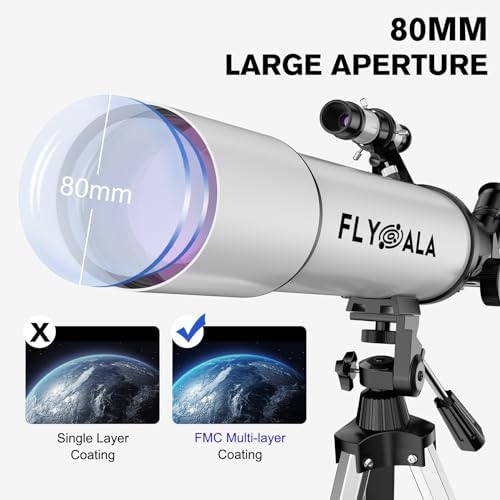(30X-750X) Telescope for Adults high Powered,80mm Aperture 600mm Focal Length Astronomy Telescope for Kids and Beginners,Astronomical Refractor telescopes for Kids Over 8 Year Old 8-12 - Image 3